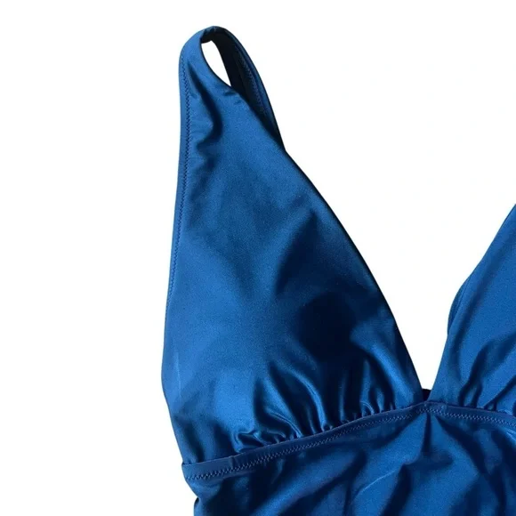 J. Crew Factory Swimsuit Women’s XL One-Piece V-Neck Ruched Classic Preppy - Picture 4 of 11